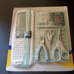 WEDTCOTT PAPER CRAFTING SET 9PC. BLUE AND WHITE